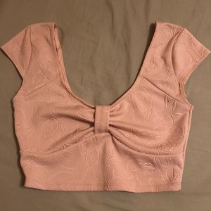 Blush pink off the shoulder crop top